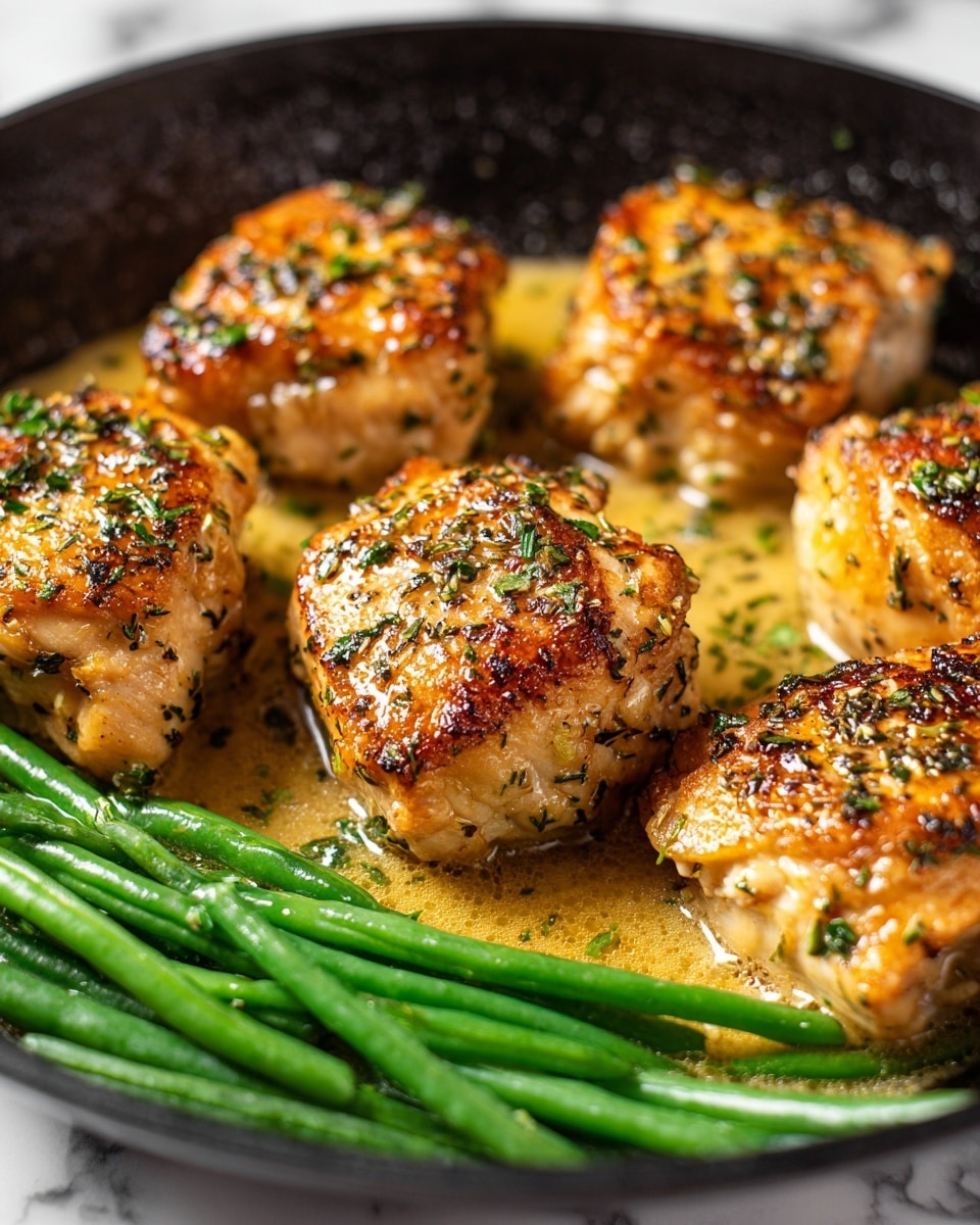 Lemon Garlic Butter Chicken and Green Beans Skillet Recipe - Recipe Image