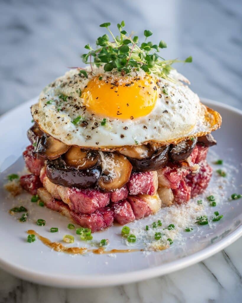 Steak and Eggs with Sautéed Mushrooms Recipe