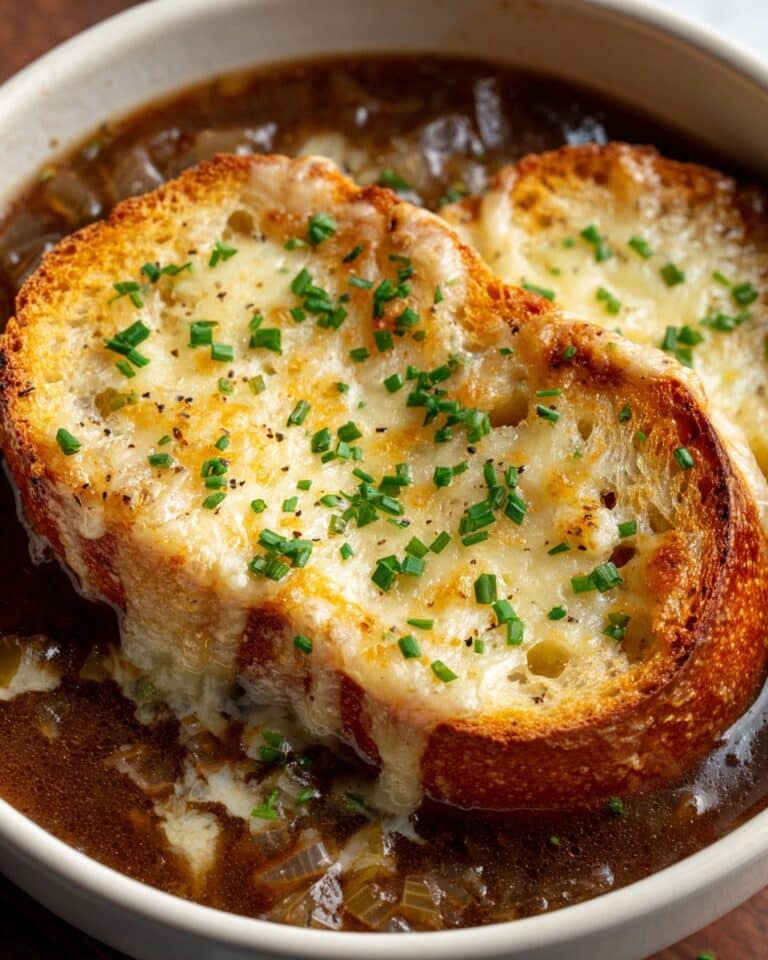 Classic French Onion Soup with Gruyere and Toasted Baguette Recipe