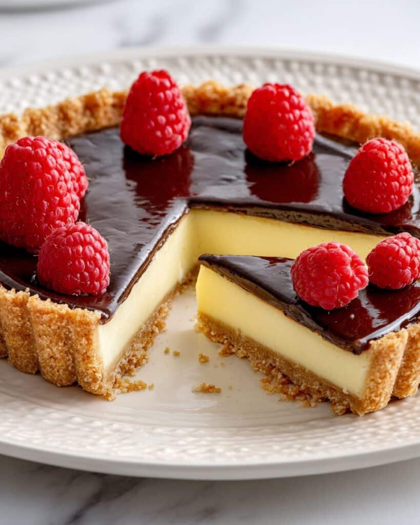 Creamy Cheesecake Tart with Fresh Berries and Chocolate Drizzle Recipe