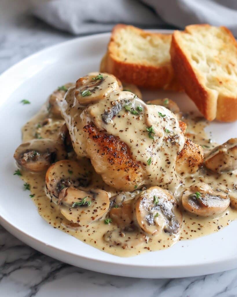 Creamy Brie Chicken & Mushrooms Recipe