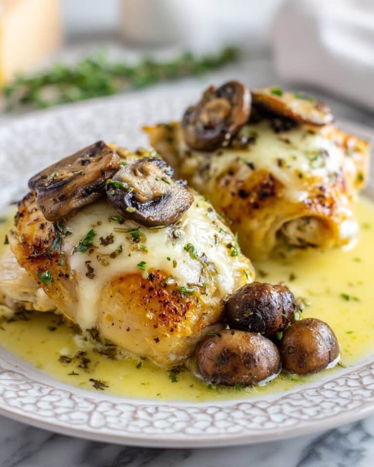 Cheesy Garlic Butter Mushroom Stuffed Chicken Recipe