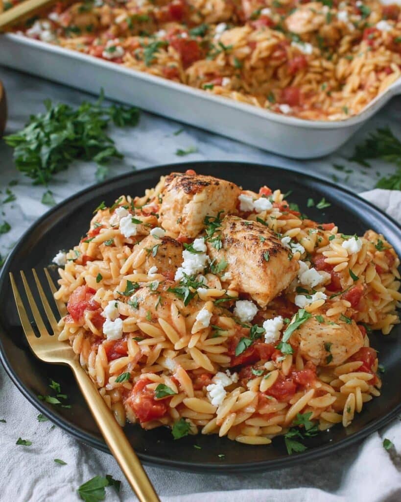 Greek Chicken Orzo Bake Recipe