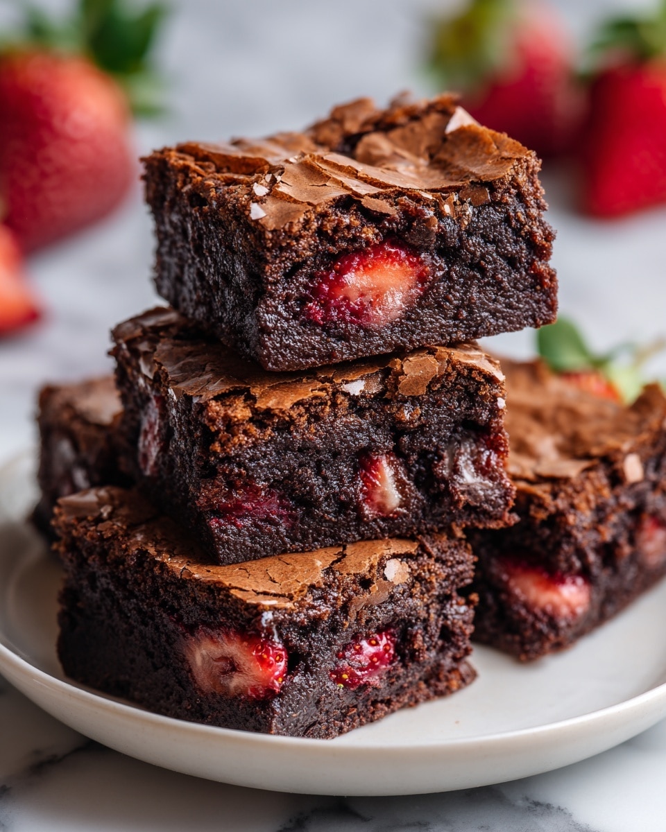 Strawberry Brownies with White Chocolate Chips and Glaze Recipe - Recipe Image