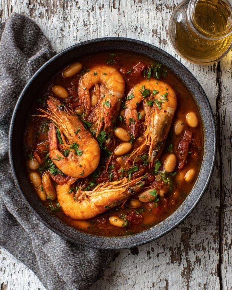 Shrimp and White Beans Skillet with Garlic and Spinach Recipe