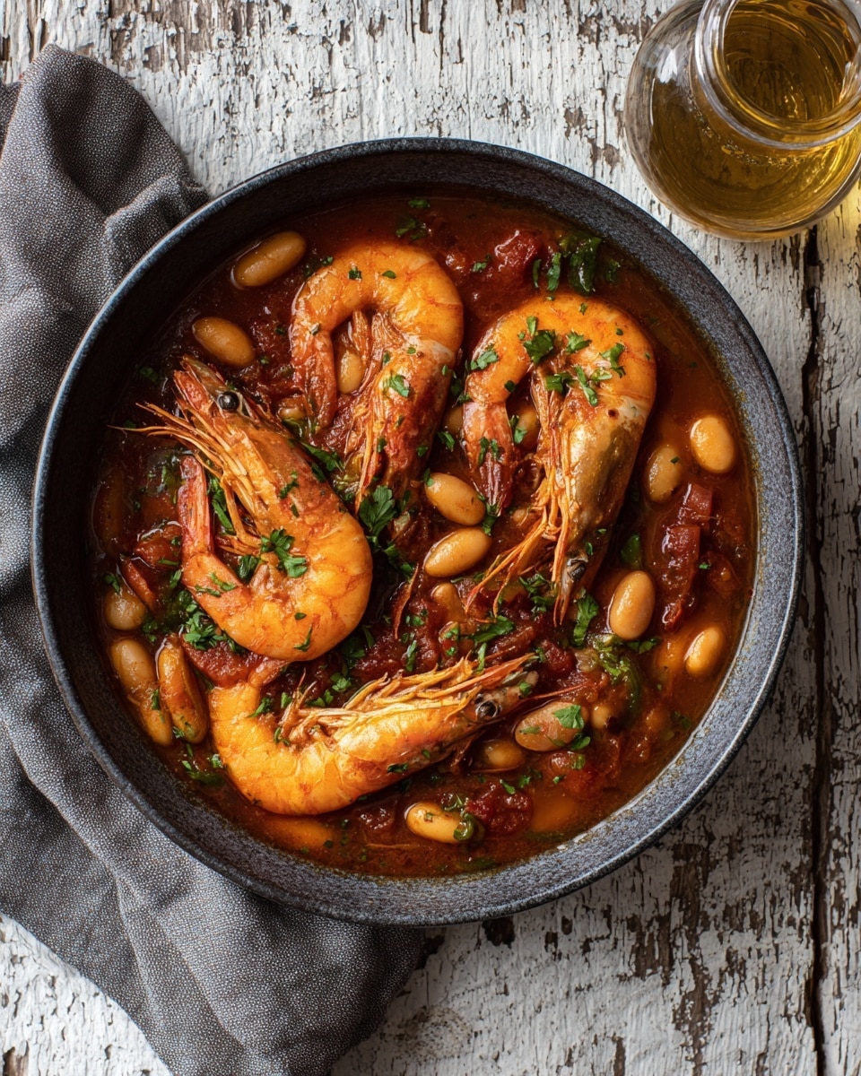 Shrimp and White Beans Skillet with Garlic and Spinach Recipe - Recipe Image