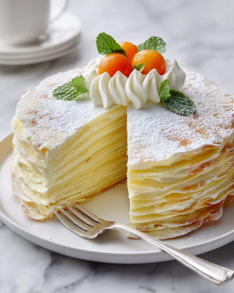Lemon Crepe Cake with Pistachios and Lemon Syrup Recipe