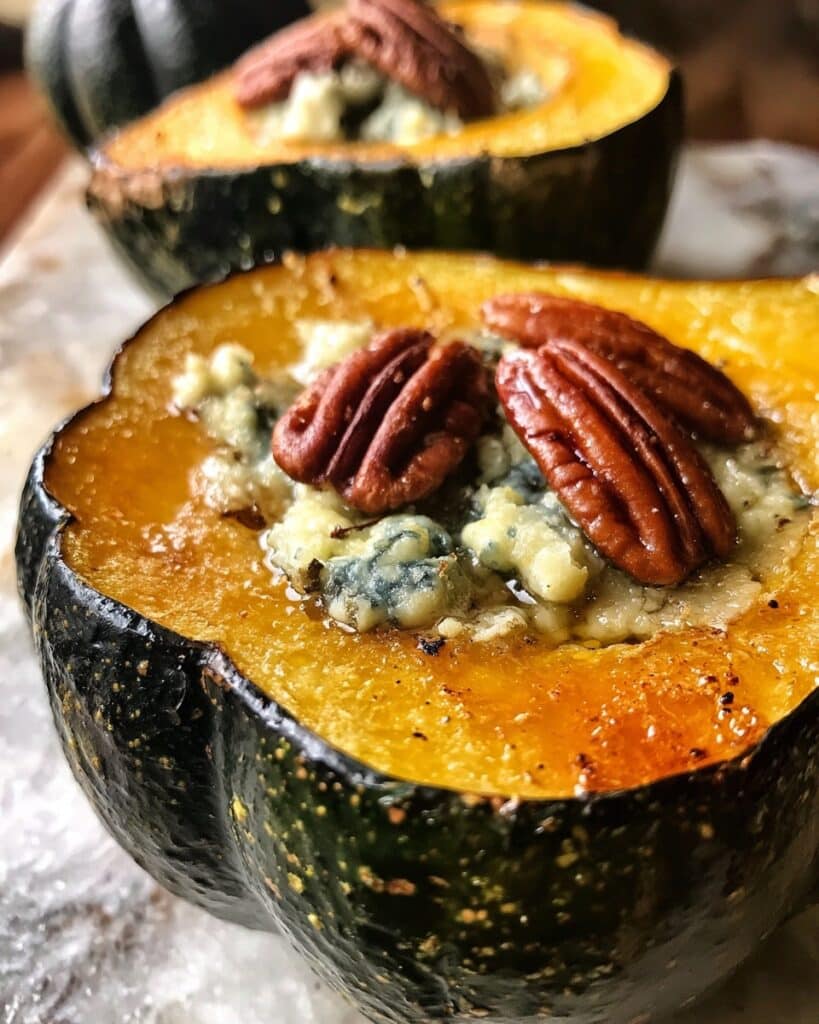 Maple Blue Cheese Pecan Roasted Acorn Squash Recipe