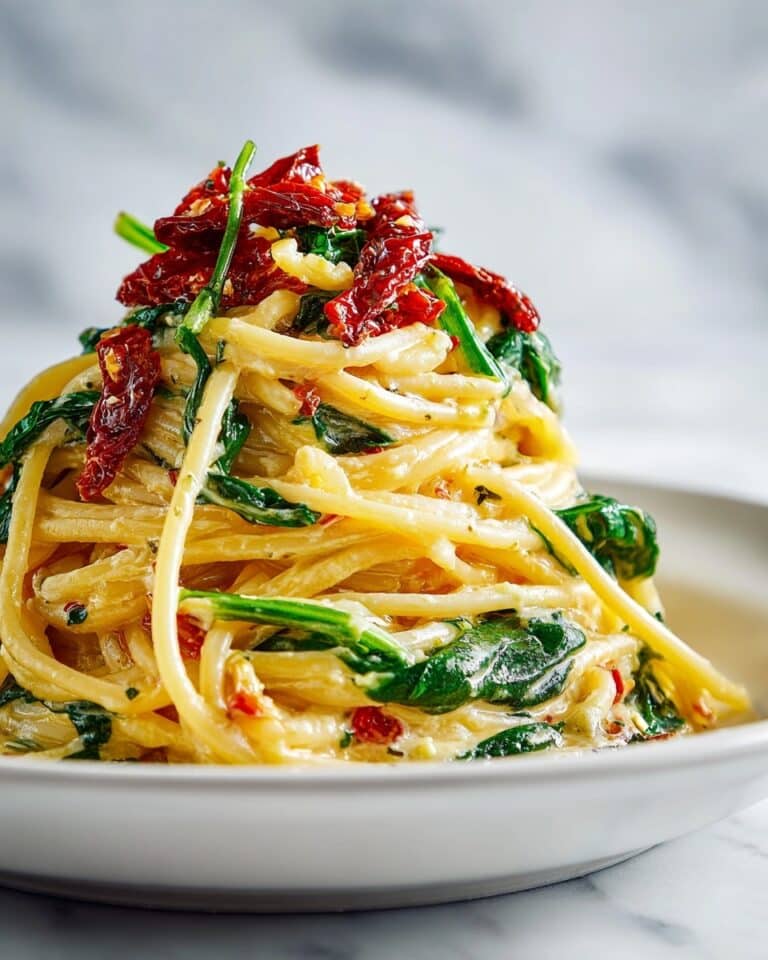 Spaghetti & Spinach with Sun-Dried Tomato Cream Sauce Recipe