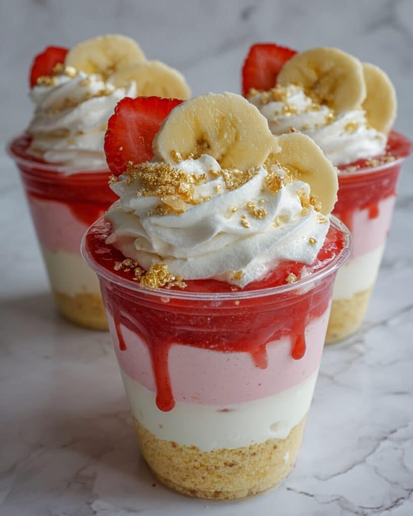Banana Strawberry Pudding Cheesecake Cups Recipe