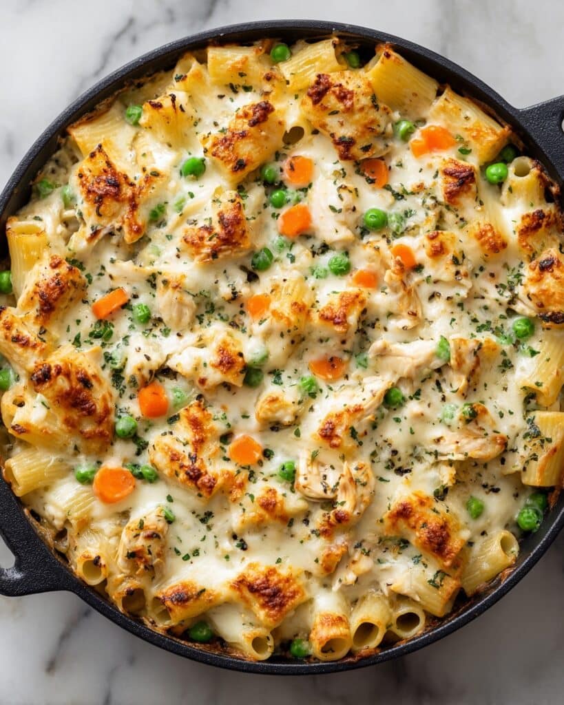 Creamy Chicken Pot Pie Pasta Bake Recipe