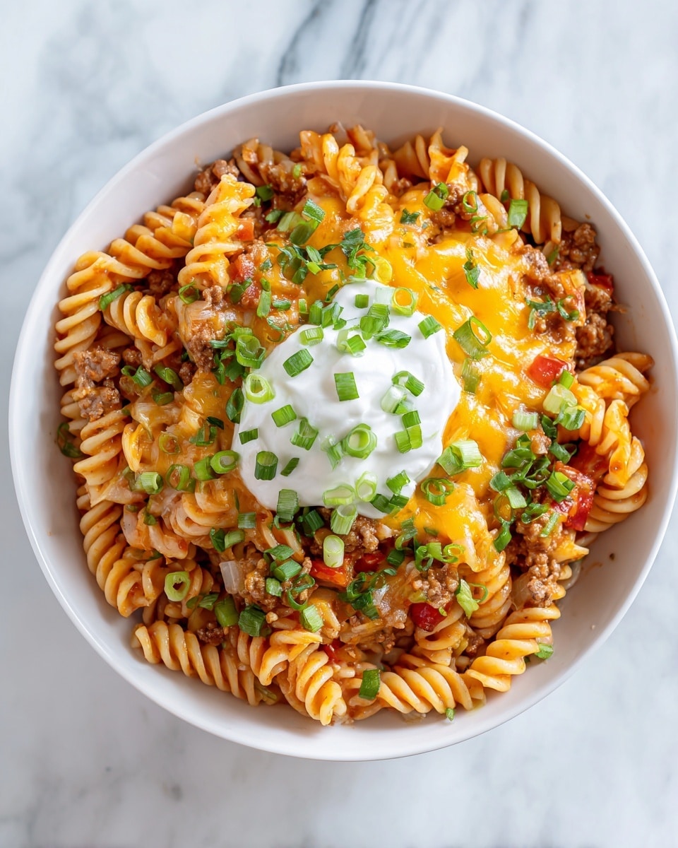 One Pot Beef Taco Pasta Recipe - Recipe Image