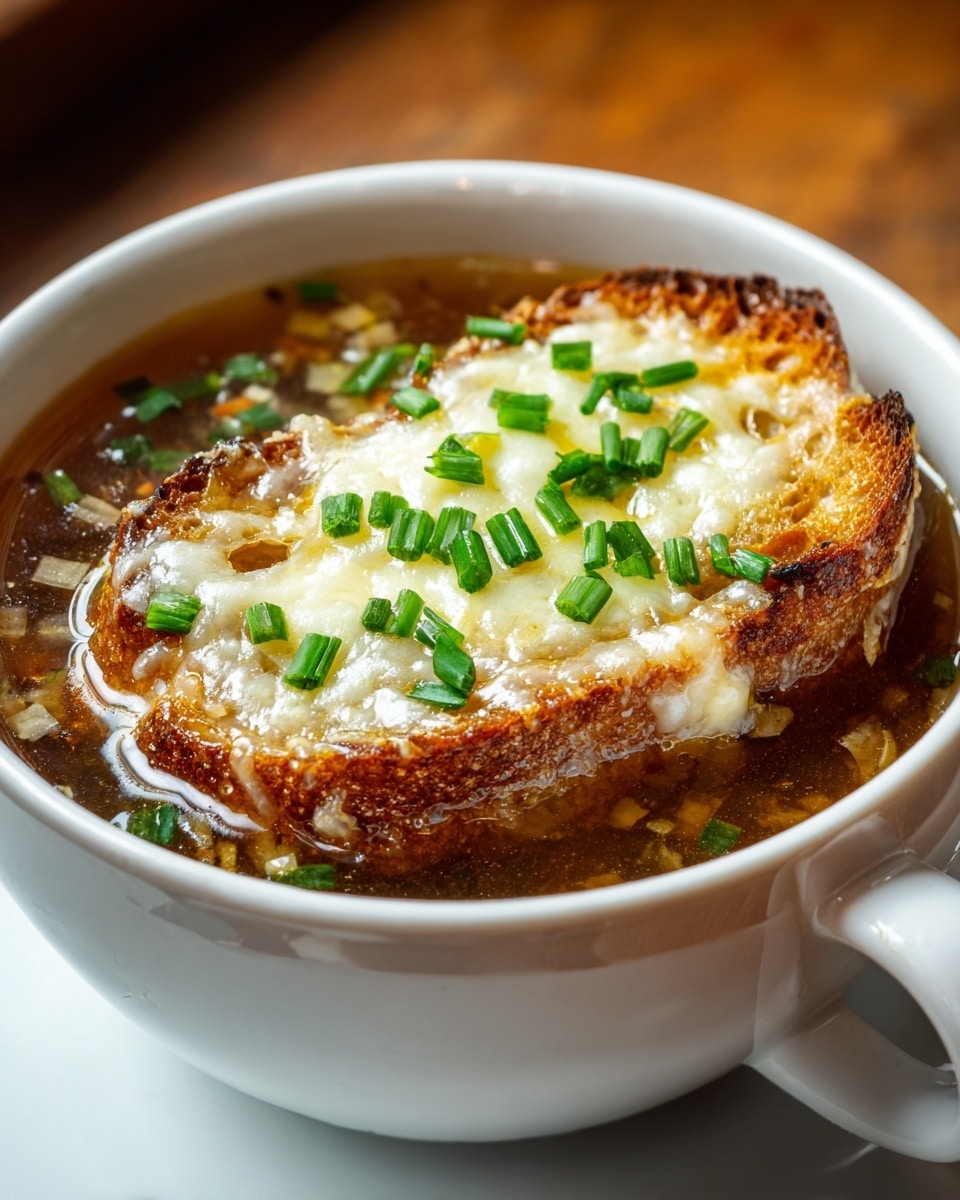 Classic French Onion Soup with Gruyere and Toasted Baguette Recipe - Recipe Image