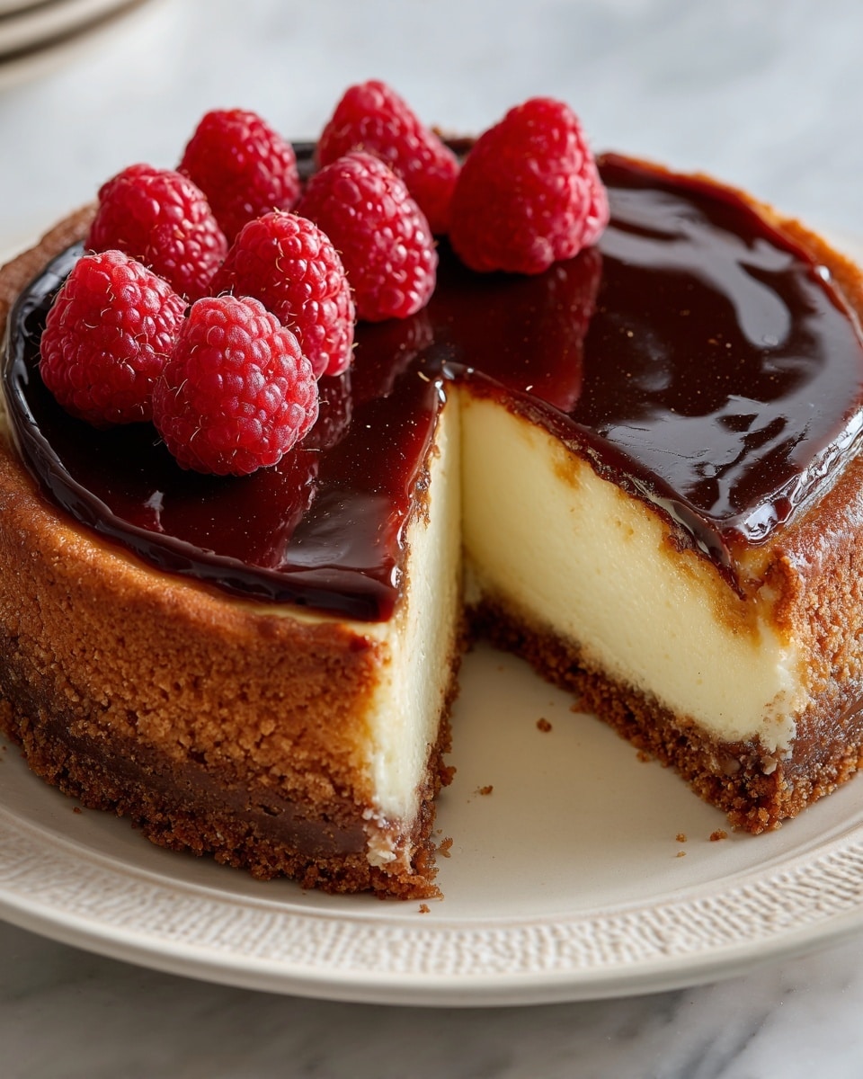 Creamy Cheesecake Tart with Fresh Berries and Chocolate Drizzle Recipe - Recipe Image