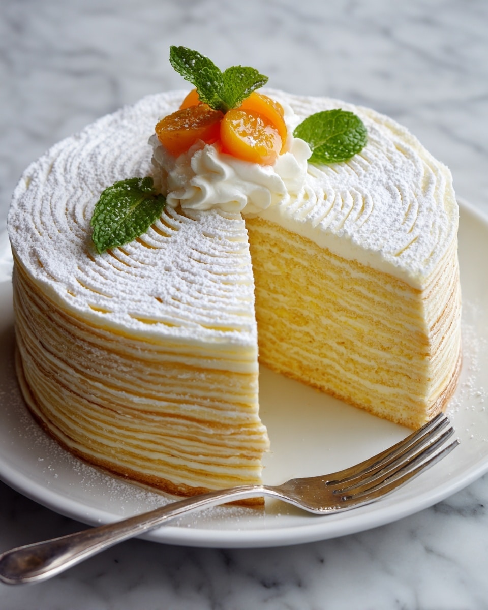 Lemon Crepe Cake with Pistachios and Lemon Syrup Recipe - Recipe Image