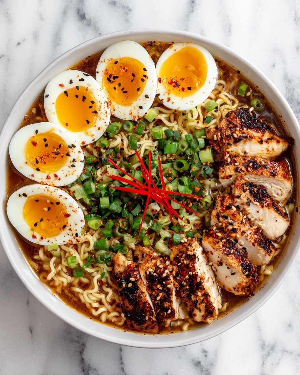 Fiery Chicken Ramen with Garlic and Cream Recipe - Recipe Image