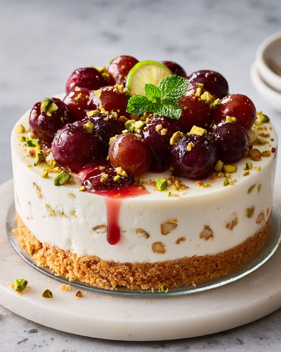 Luscious Lemon-Lime Cherry Pistachio Cheesecake Recipe - Recipe Image