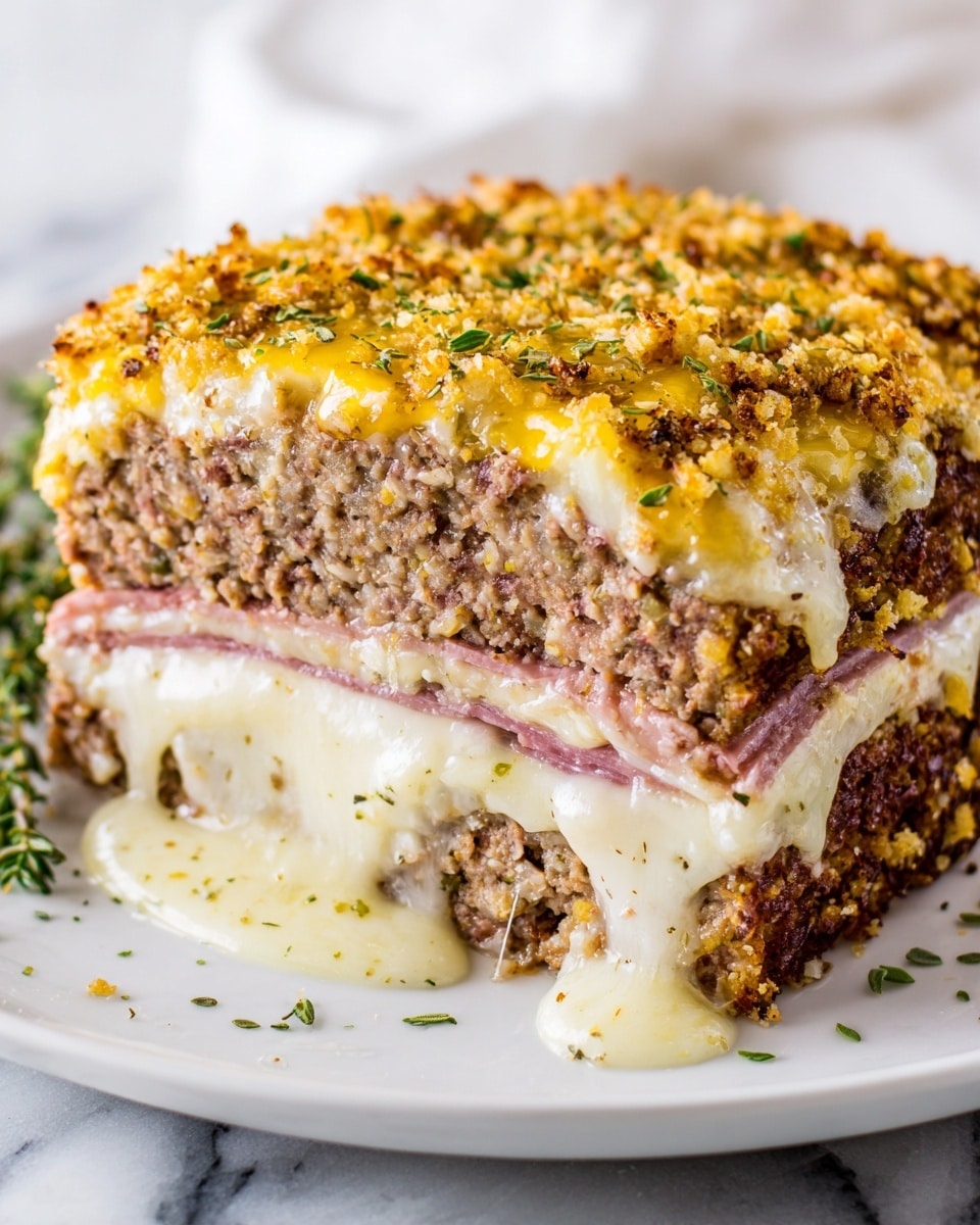 Chicken Cordon Bleu Meatloaf with Creamy Dijon Gravy Recipe - Recipe Image