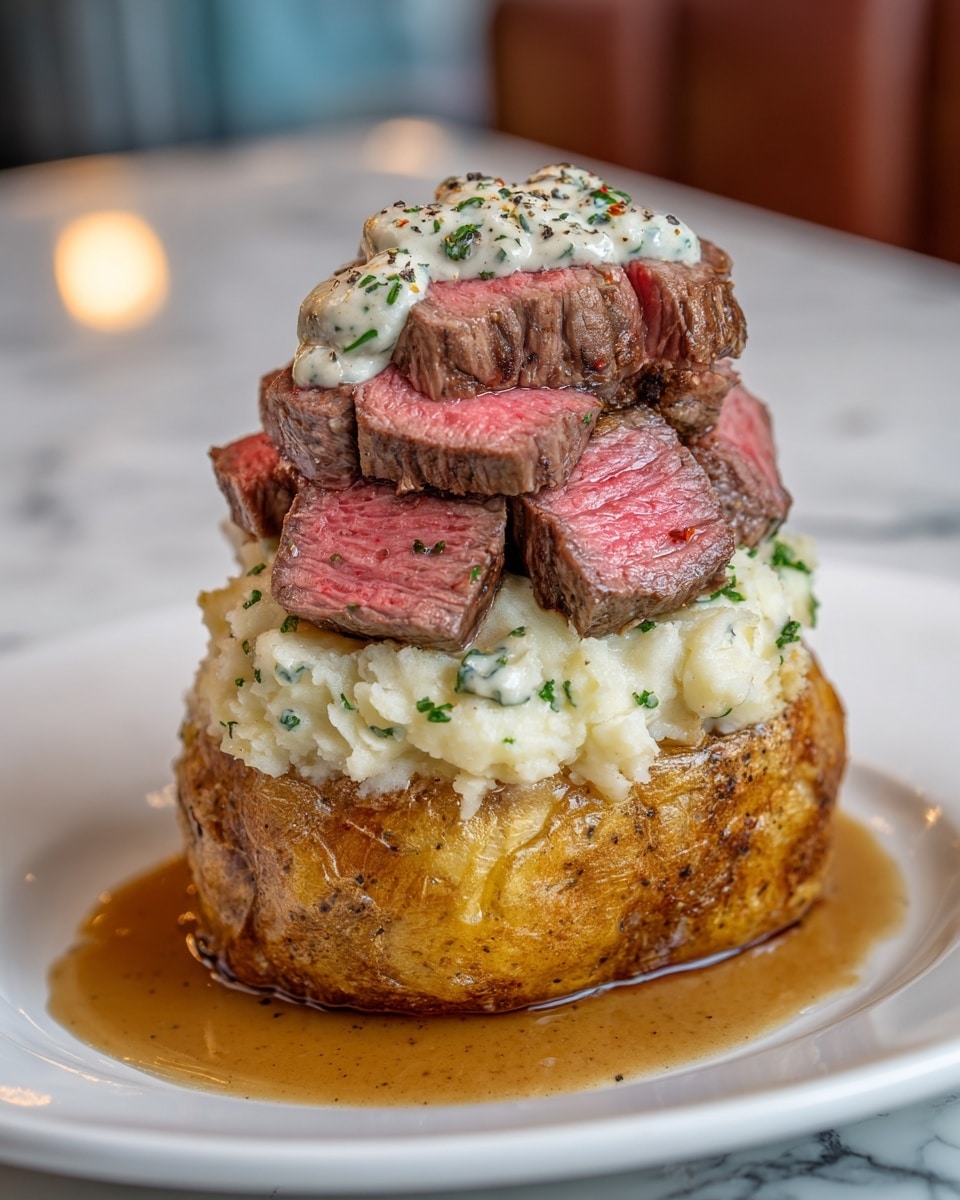 Loaded Baked Potato with Steak Bites Recipe - Recipe Image