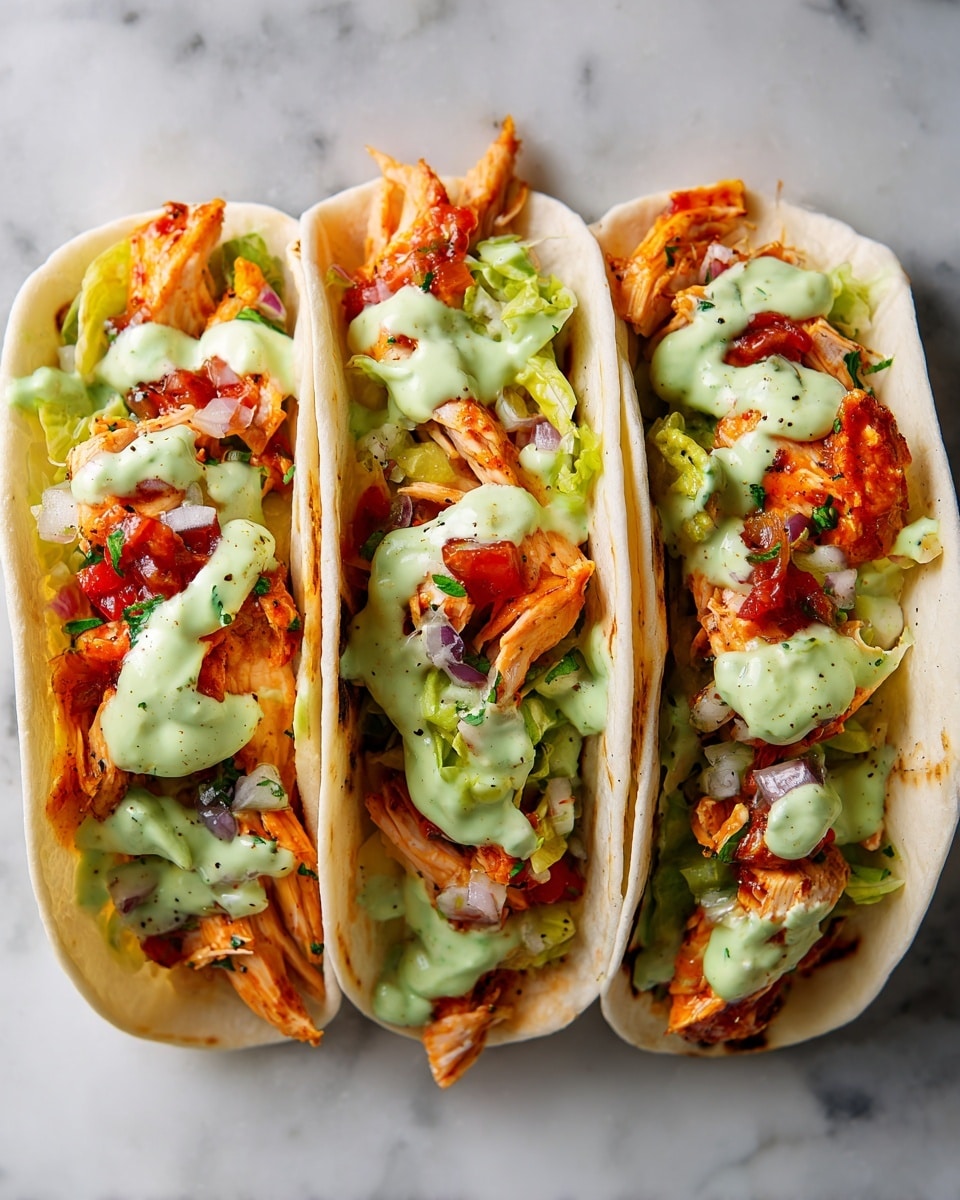 Shredded Chicken Tacos with Creamy Chimichurri Sauce Recipe - Recipe Image
