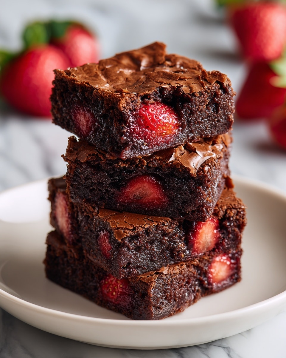 Strawberry Brownies with White Chocolate Chips and Glaze Recipe - Recipe Image
