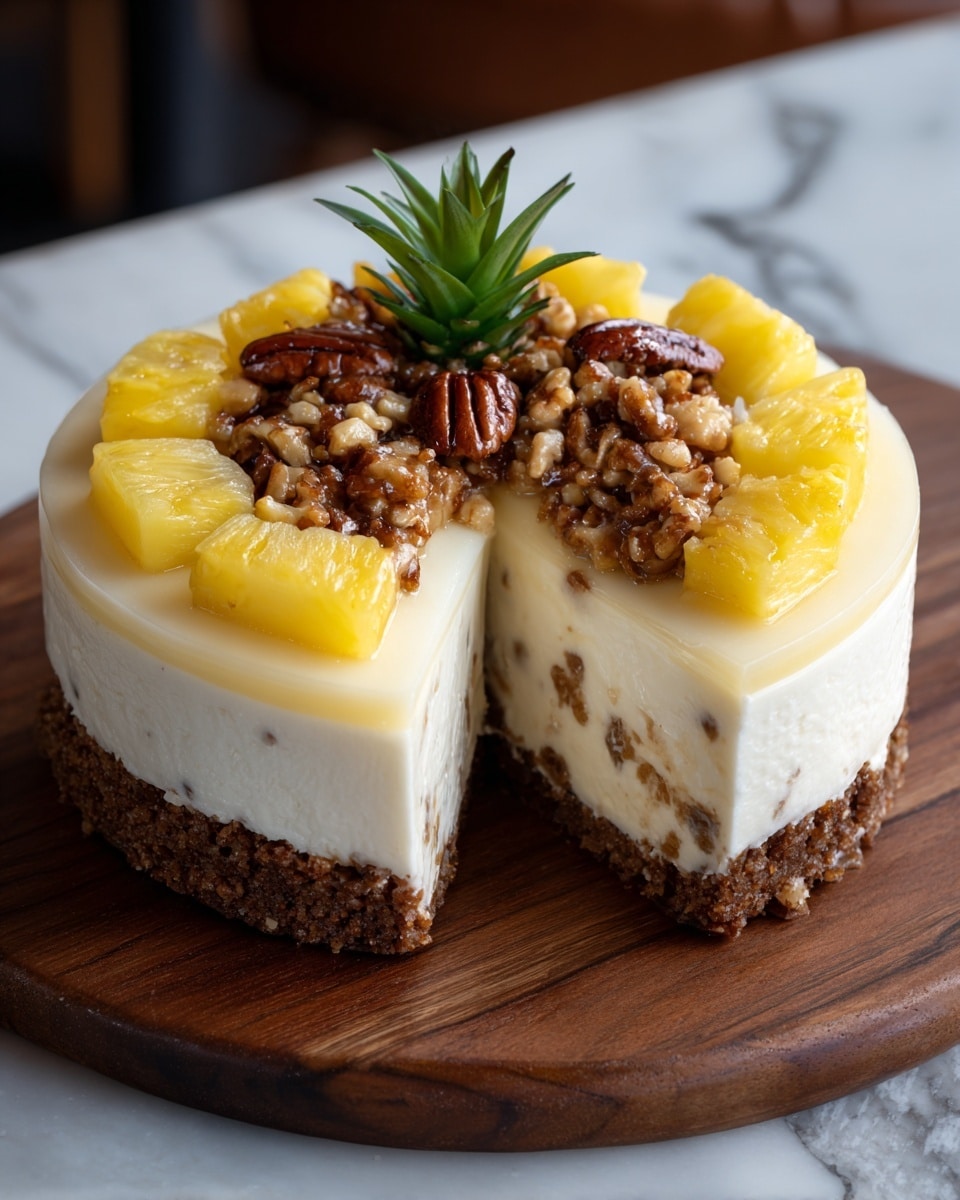 White Chocolate Pineapple Pecan Cheesecake Recipe - Recipe Image