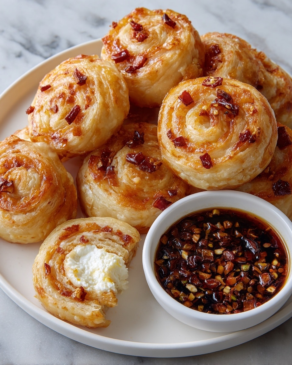 Oven Fried Feta Rolls with Chili Honey Recipe - Recipe Image