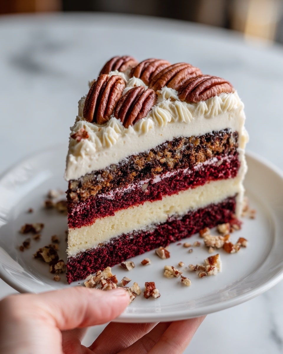 Butter Pecan Red Velvet Cheesecake Recipe - Recipe Image