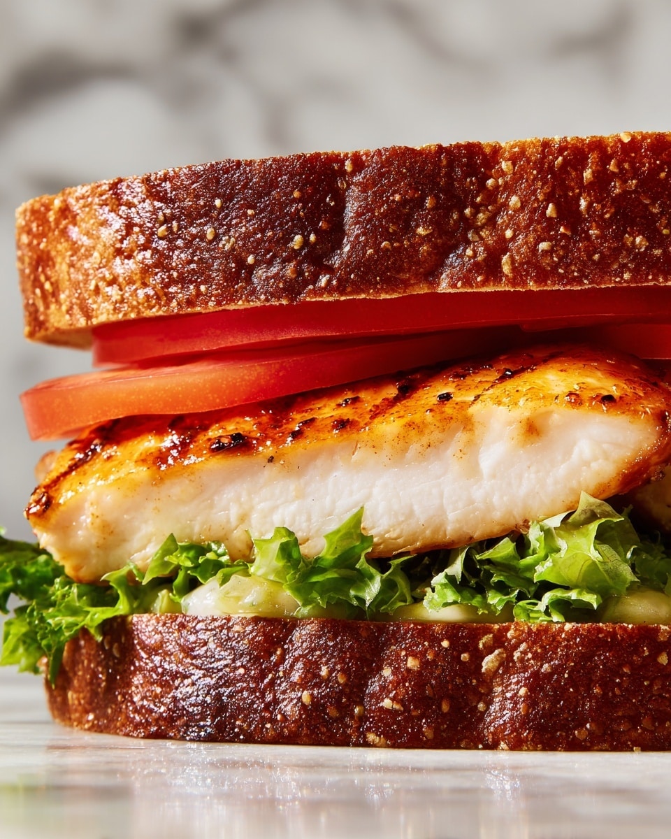 Garlic Butter Lettuce, Tomato & Grilled Chicken Sandwich Recipe - Recipe Image
