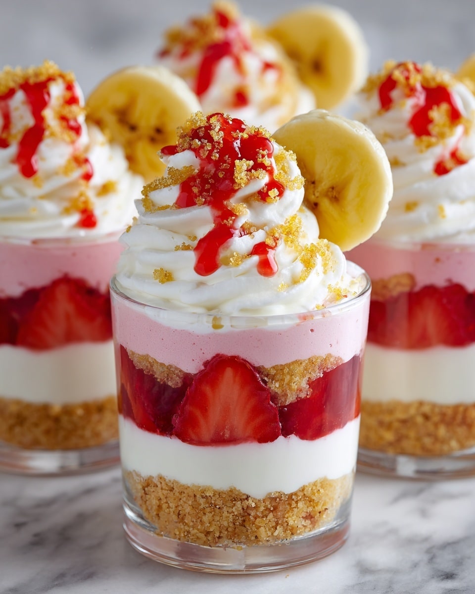 Banana Strawberry Pudding Cheesecake Cups Recipe - Recipe Image