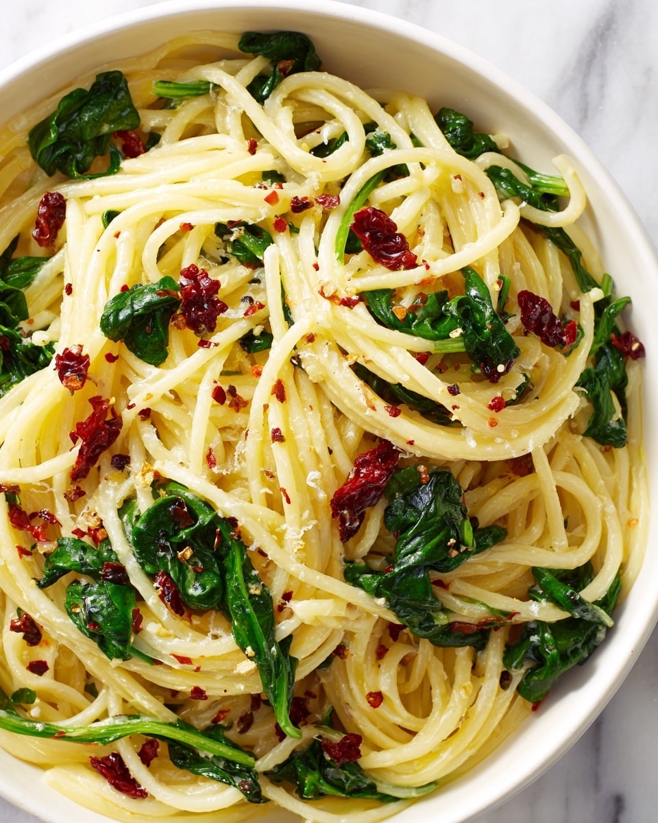 Spaghetti and Spinach with Sun-Dried Tomato Cream Sauce Recipe - Recipe Image