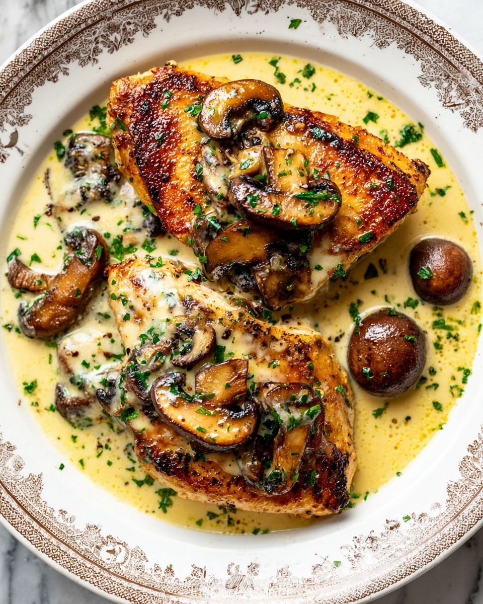Cheesy Garlic Butter Mushroom Stuffed Chicken Recipe - Recipe Image