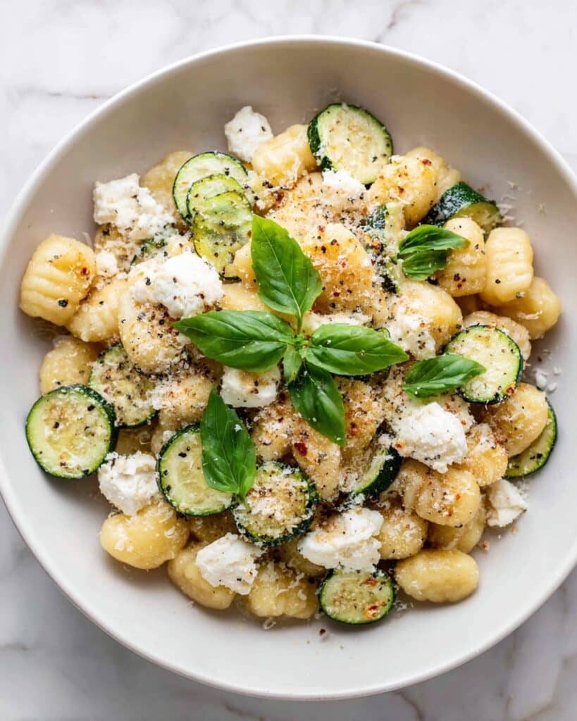 Lemon and Basil Gnocchi with Zucchini and Fresh Mozzarella Recipe