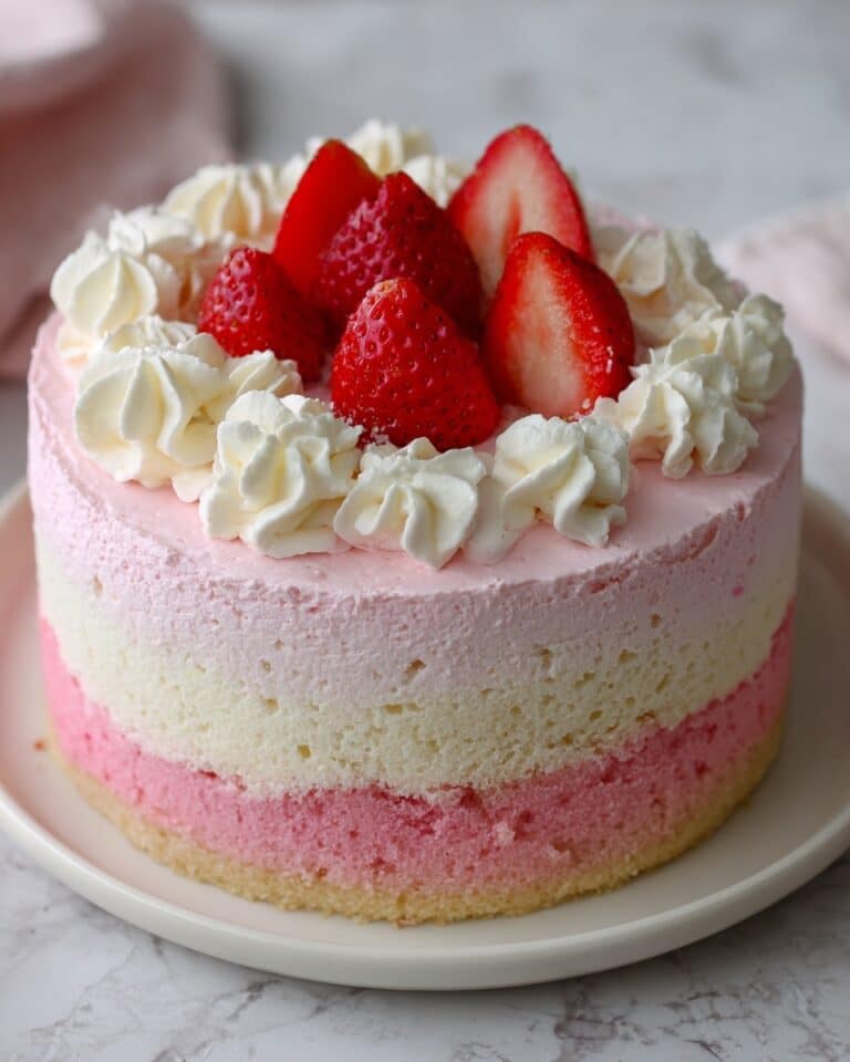 Moist Strawberry Cake with Fresh Strawberry Buttercream Recipe