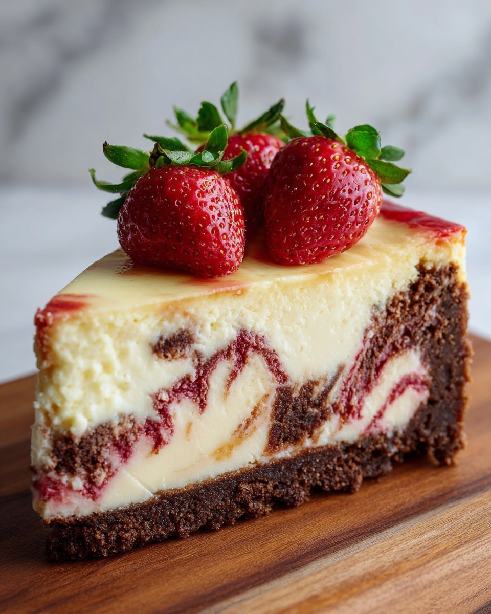 Chocolate Strawberry Swirl Cheesecake Recipe - Recipe Image