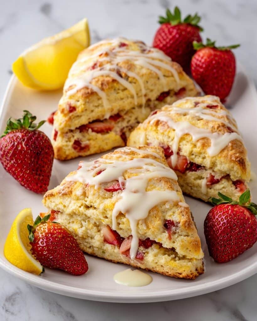 Strawberry Lemon Scones with Lemon Glaze Recipe