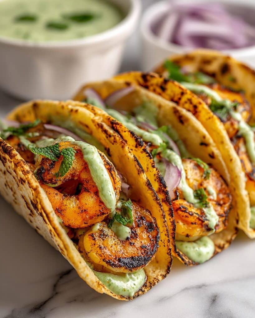 Spicy Shrimp Tacos with Avocado Crema Recipe