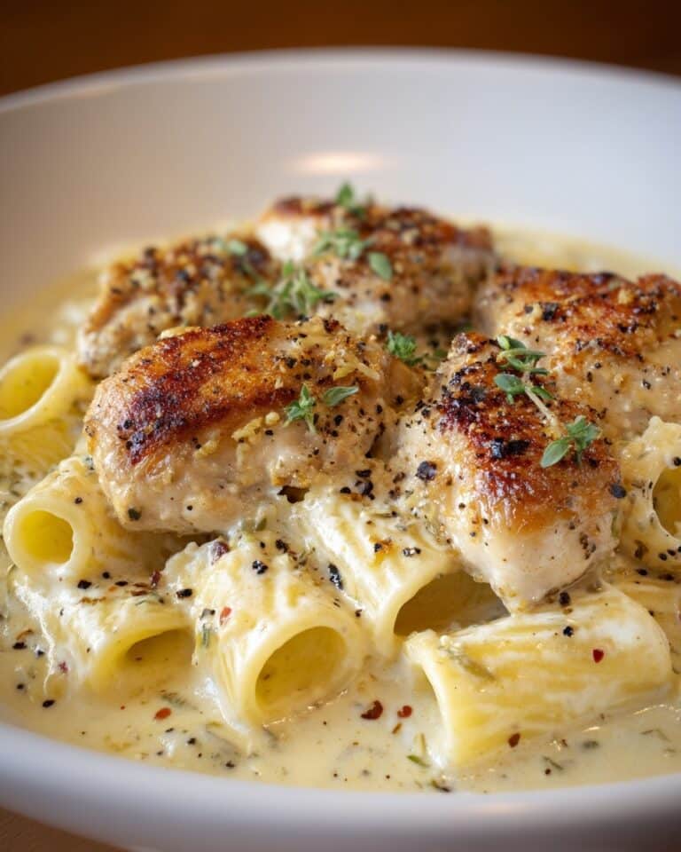 Creamy Garlic Butter Chicken and Rigatoni in Parmesan Sauce Recipe