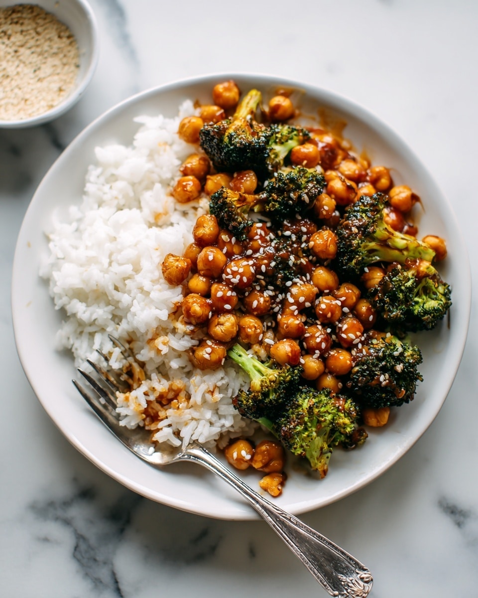 Sticky Sesame Chickpeas & Broccoli Recipe - Recipe Image