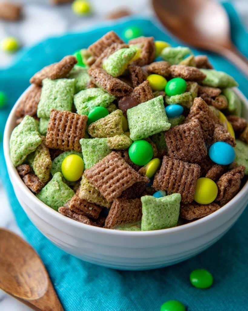 Green Mint Chocolate Muddy Buddies for St. Patrick’s Day Recipe