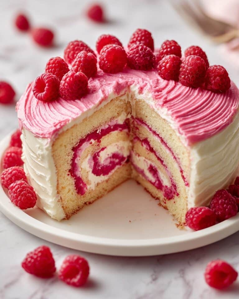 Luxurious Pink Raspberry Cheesecake Roll Cake Recipe