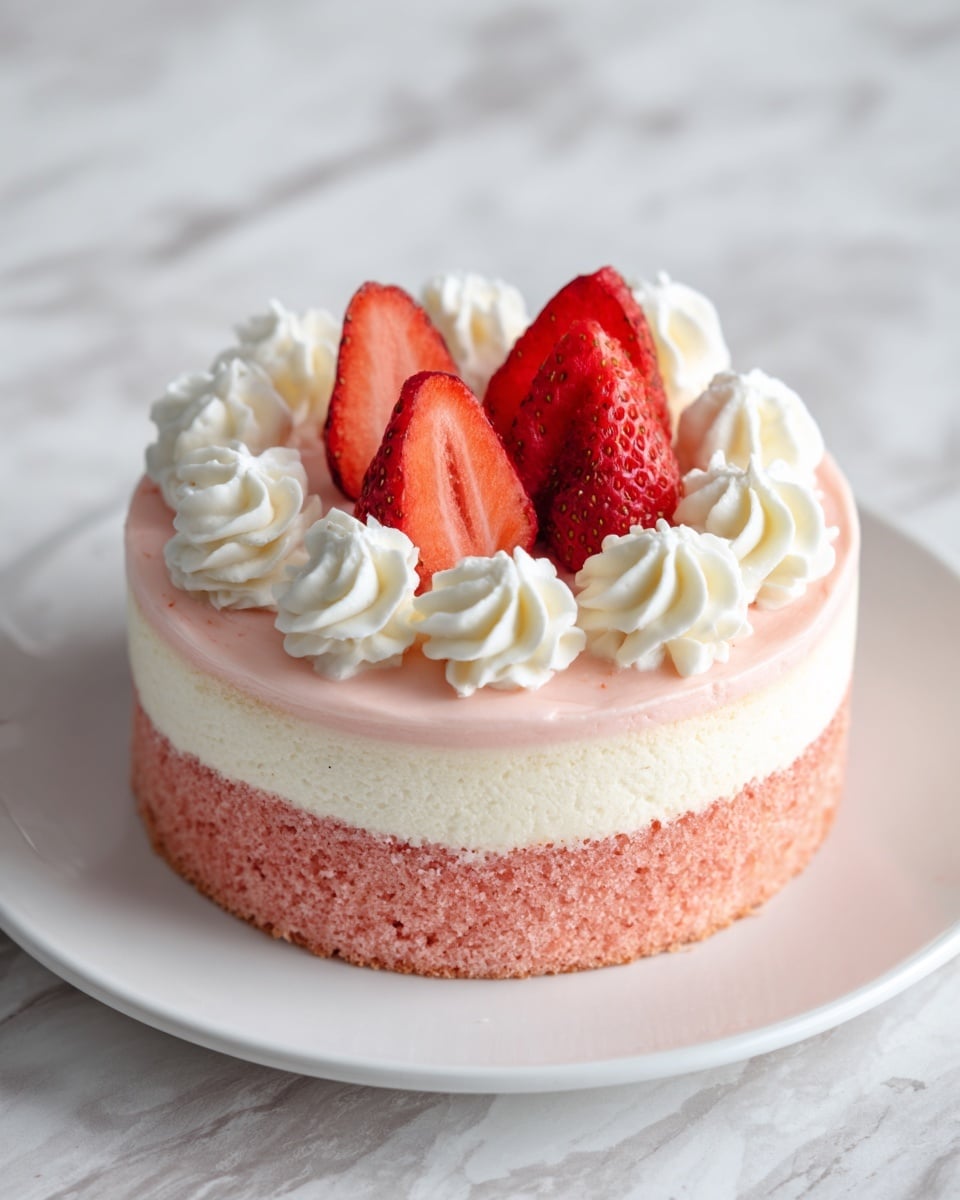 Moist Strawberry Cake with Fresh Strawberry Buttercream Recipe - Recipe Image