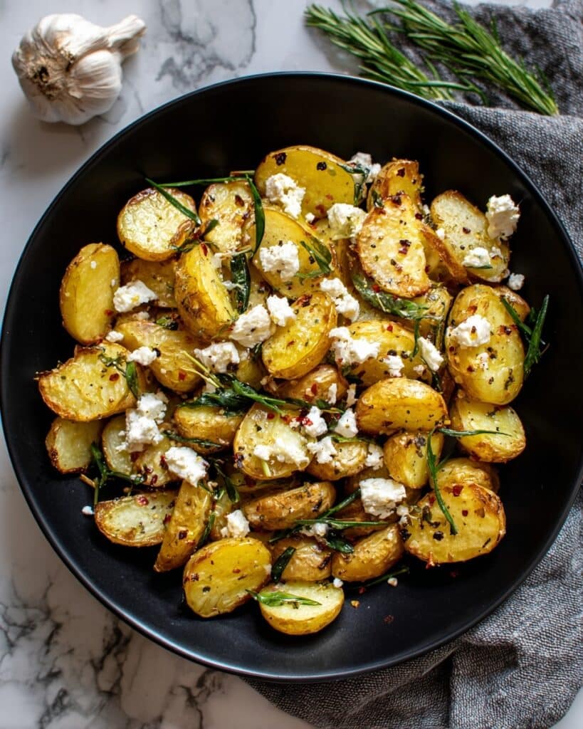 Roasted Potatoes with Baked Feta and Garlic Recipe