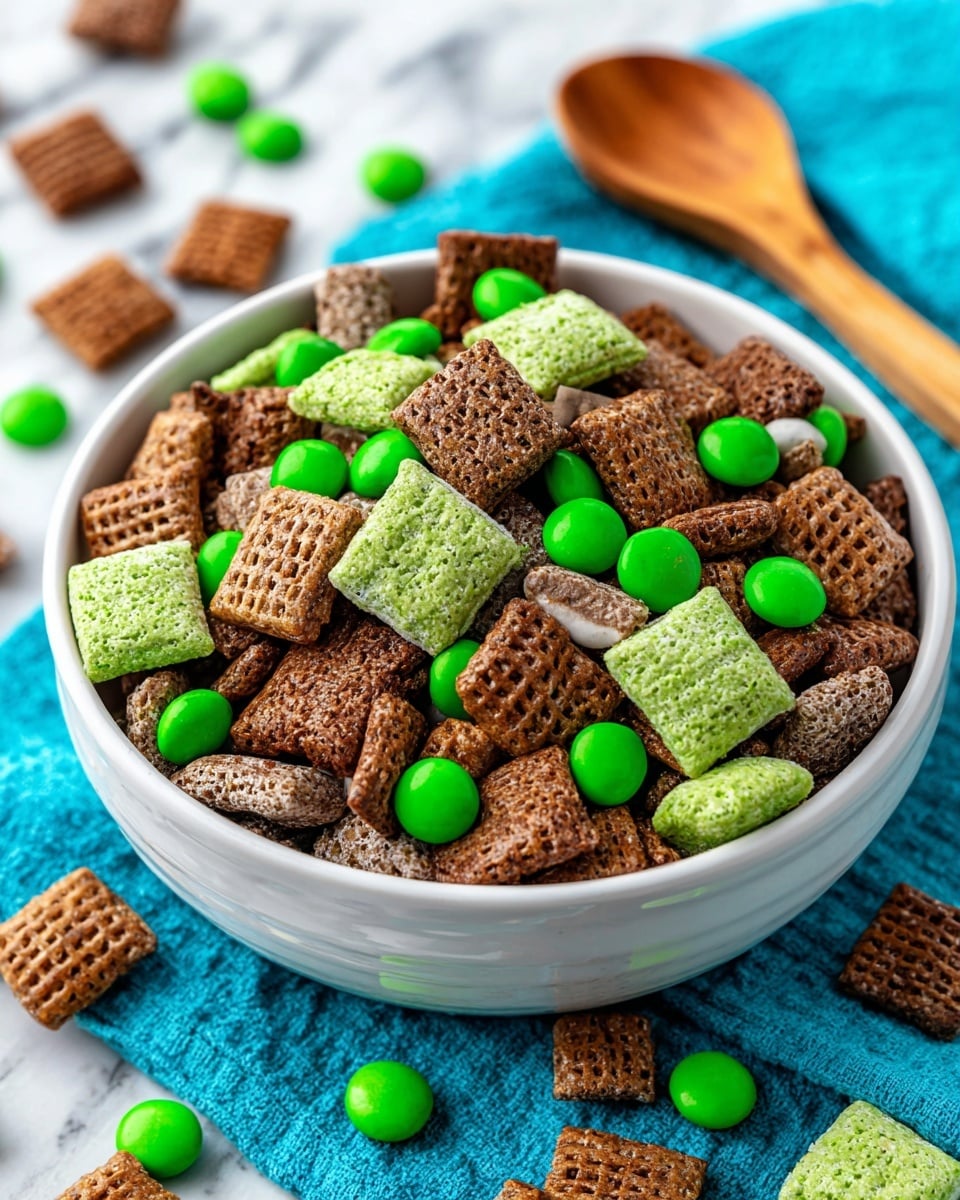 Green Mint Chocolate Muddy Buddies for St. Patrick’s Day Recipe - Recipe Image