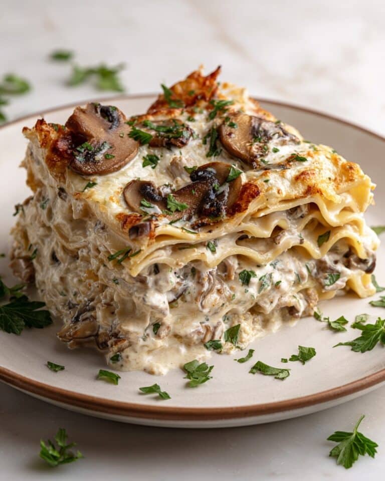 Cheesy Mushroom Chicken Alfredo Lasagna Recipe