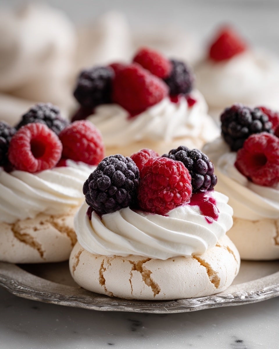 Toasted Coconut Mini Pavlovas with Coconut Custard Recipe - Recipe Image