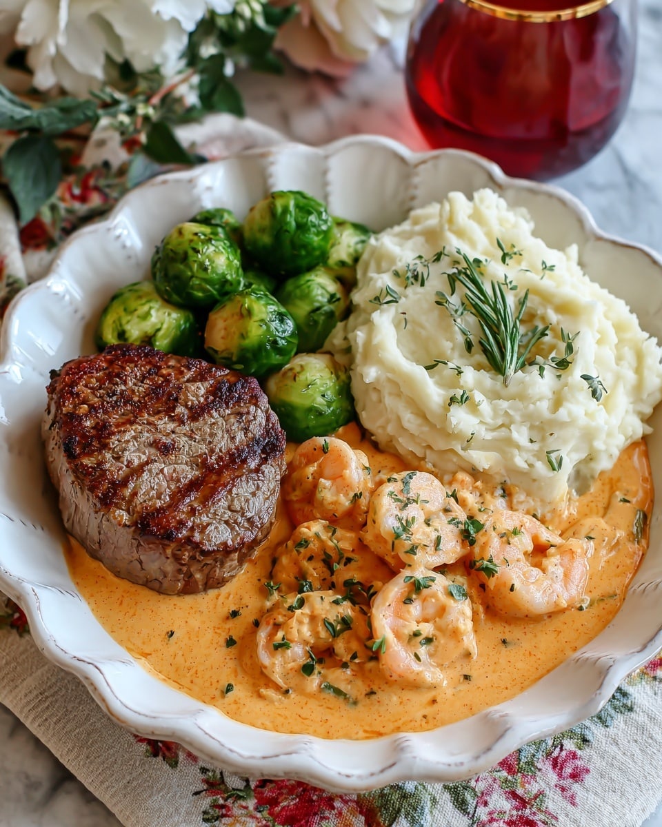 Surf and Turf with Creamy Garlic Parmesan Shrimp Recipe - Recipe Image