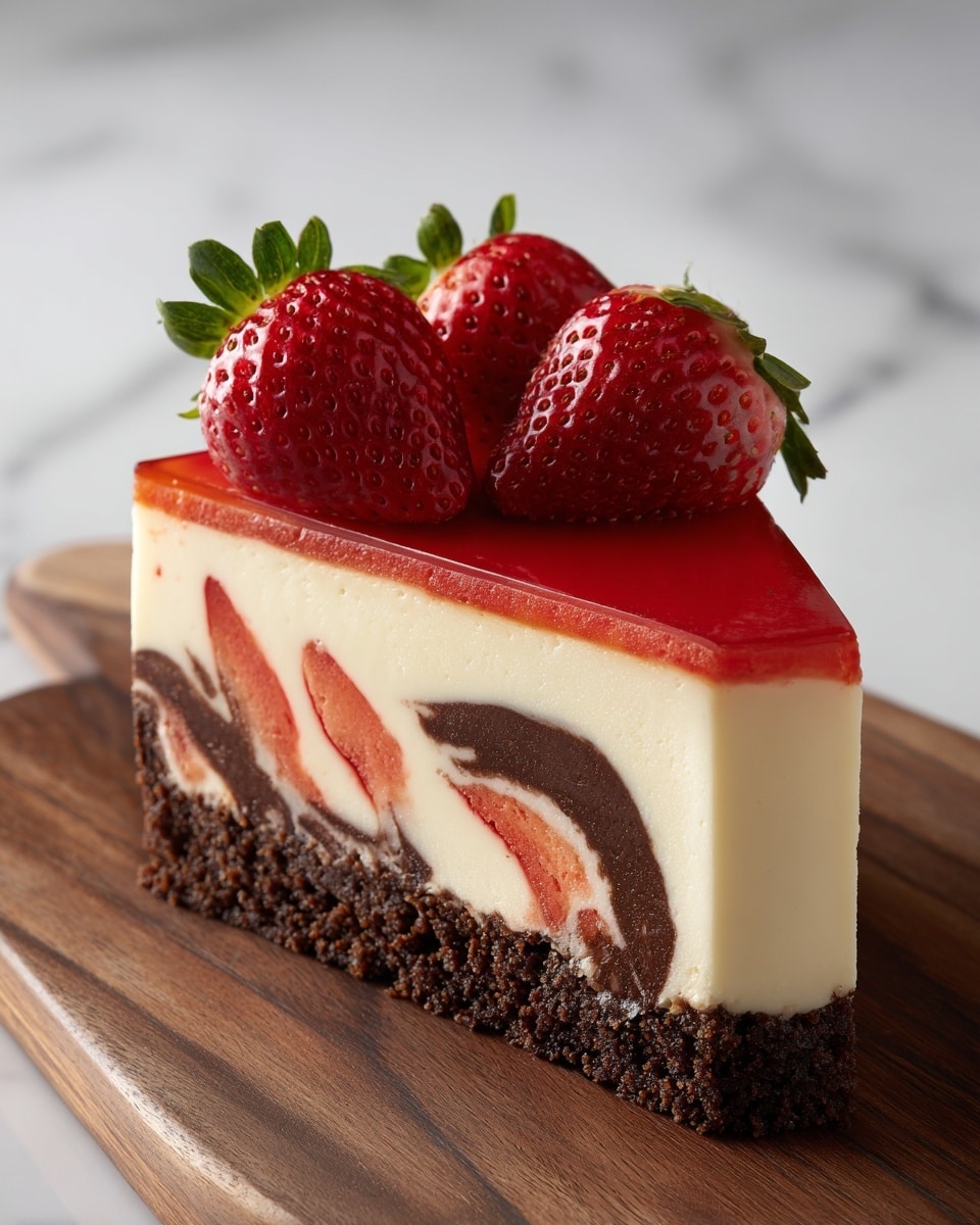 Chocolate Strawberry Swirl Cheesecake Recipe - Recipe Image