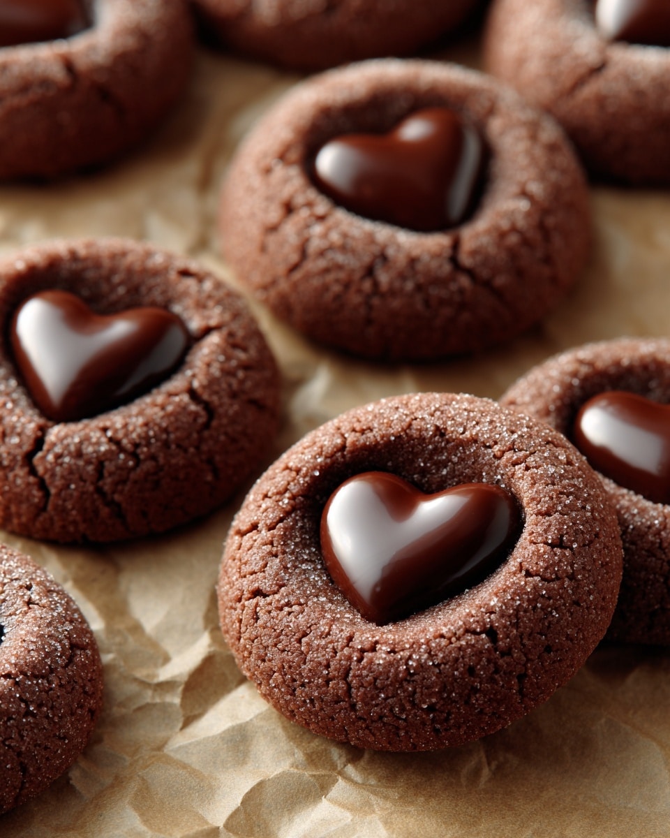 Heart-Shaped Chocolate Thumbprint Cookies Recipe - Recipe Image