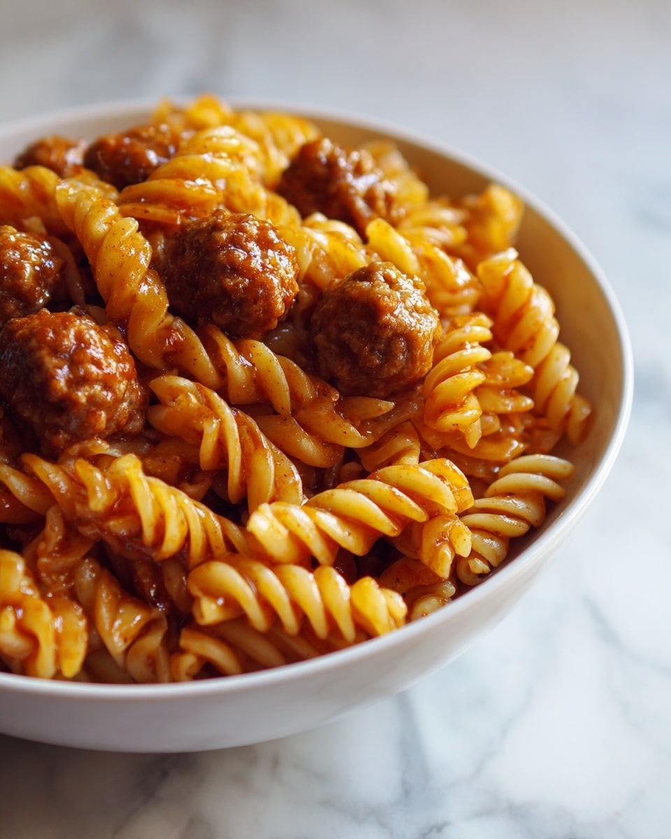 Sweet and Tangy BBQ Meatball Pasta Recipe - Recipe Image